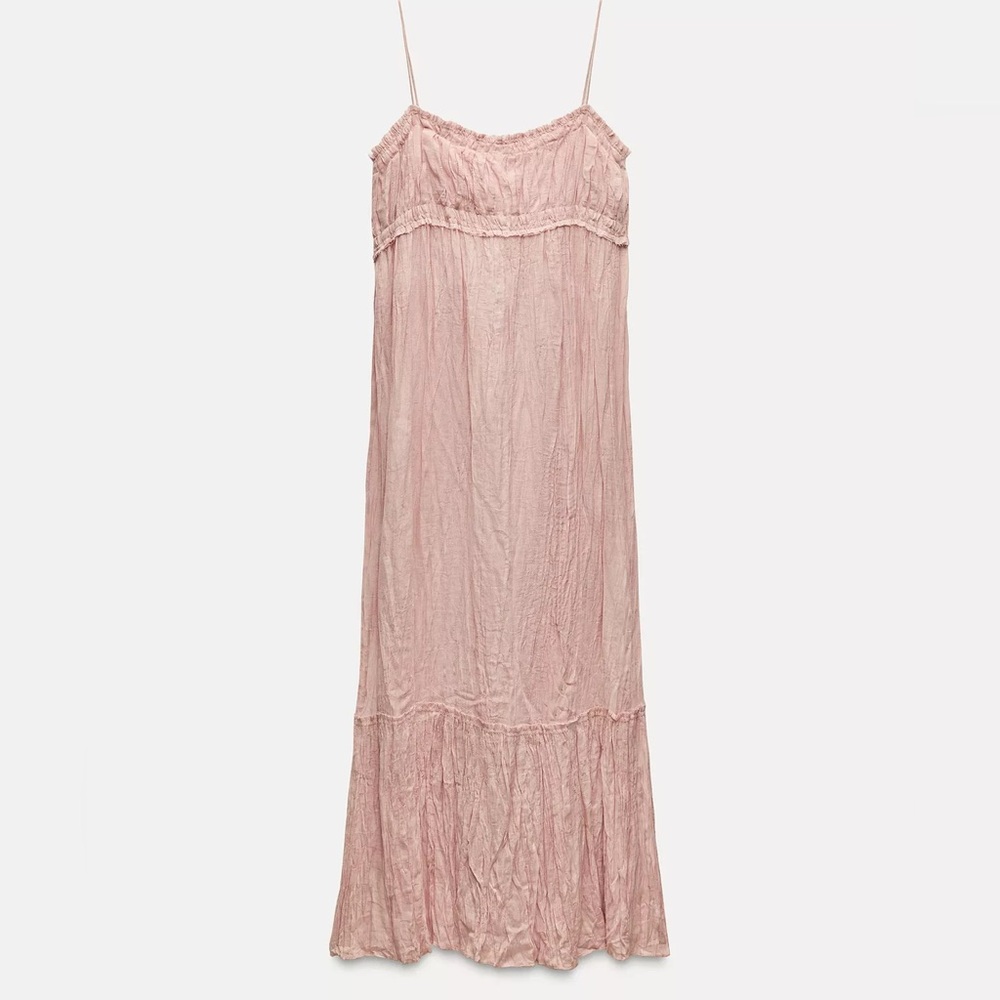 Ramie blend pink midi Dress